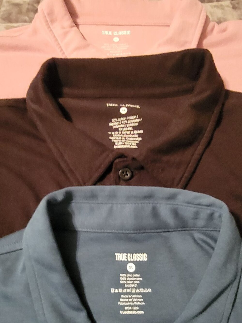 True Classic Bundle - 3 Mens' Polo Shirts - XL - Picture 2 of 2